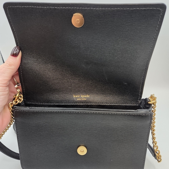 Kate Spade Morgan Chain Wallet Black Bow Crossbody - Picture 8 of 9